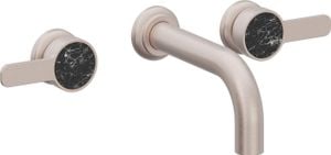 Two Handle Lavatory Wall Faucet Trim Only, with Black Marble Handle Cap - Tap by California Faucets