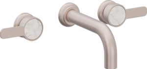 Two Handle Lavatory Wall Faucet Trim Only, with White Marble Handle Cap - Tap by California Faucets