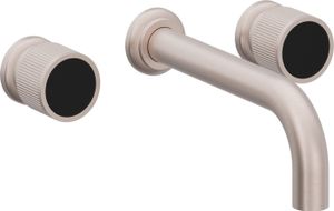 Two Handle Lavatory Wall Faucet Trim Only, with Black Glass Handle Cap - Tap by California Faucets