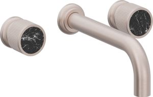 Two Handle Lavatory Wall Faucet Trim Only, with Black Marble Handle Cap - Tap by California Faucets