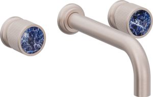 Two Handle Lavatory Wall Faucet Trim Only, with Sodalite Gemstone Handle Cap - Tap by California Faucets