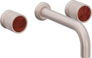 Two Handle Lavatory Wall Faucet Trim Only, with Red Jasper Gemstone Handle Cap - Tap by California Faucets