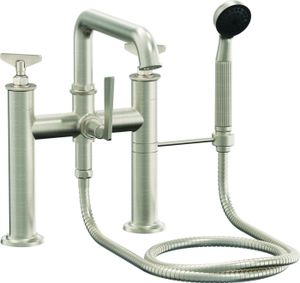 Deck Mount Tub Filler Low Spout - Blade Handles - 8508B-ETD.FR - Tap by California Faucets