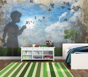 Wallpaper Bambino con fiore - Wallpaper by Carta da Parati Artistica