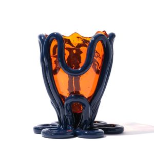 Indian Summer Vase - Clear Orange, Matt Blue - Styling by corsi design