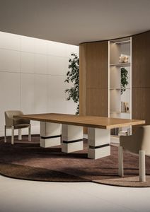 SOLUTION - Rectangular wooden table with metal details - Table by Costantini Pietro