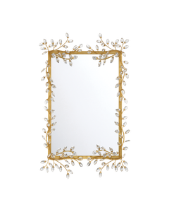 Forget-Me-Not Gold Rectangular Mirror - Accessories by Currey and Company