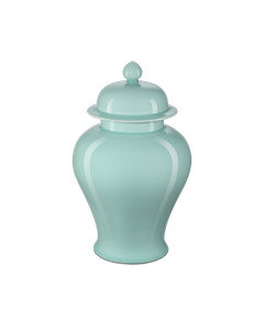 Celadon Medium Green Temple Jar - Styling by Currey and Company