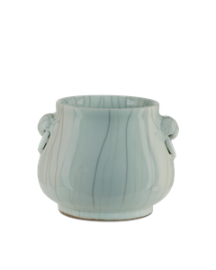 Celadon Crackle Basket Planter - Styling by Currey and Company