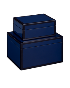 Navy Lacquer Box Set of 2 - Styling by Currey and Company