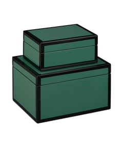 Green Lacquer Box Set of 2 - Styling by Currey and Company