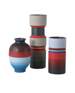 Happy 80's Black, Blue, Red & Orange Vase Set of 3 - Styling by Currey and Company