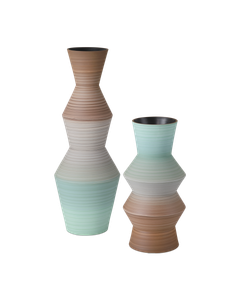 Happy 80's Brown & Pale Blue Vase Set of 2 - Styling by Currey and Company