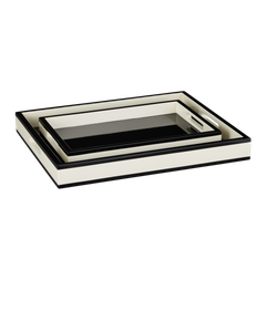 Ivory Lacquer Tray Set of 2 - Styling by Currey and Company