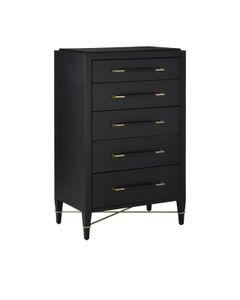 Verona Black Five-Drawer Chest - drawer by Currey and Company