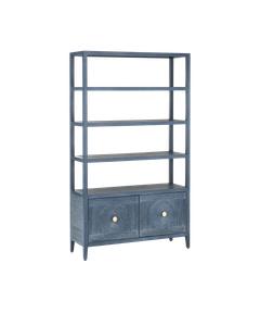 Santos Vintage Navy Storage Etagere - Cabinet by Currey and Company