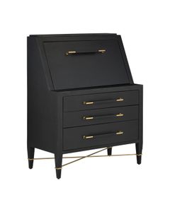 Verona Black Secretary Desk - Desk by Currey and Company