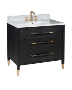 Verona 36" Black Vanity with Rectangular Undermount Sink - Washbasin cabinet by Currey and Company
