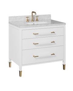 Verona 36" White Vanity with Rectangular Undermount Sink - Washbasin cabinet by Currey and Company