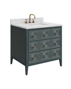 Santos 36" Vintage Navy Vanity with Rectangular Undermount Sink - Washbasin cabinet by Currey and Company