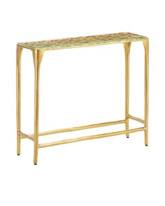 Honeycomb Gold Console Table - Console by Currey and Company