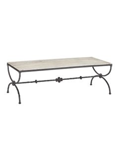 Agora White Travertine Cocktail Table - Coffee table by Currey and Company