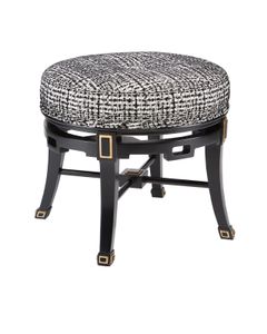 Scarlett Black Ottoman, Marrazzo Tuxedo - Pouf by Currey and Company