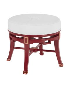 Scarlett Red Ottoman, Muslin - Pouf by Currey and Company