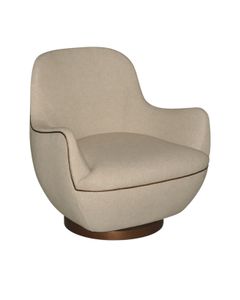 Brene Walnut Swivel Armchair, Felton Oatmeal - Armchair by Currey and Company