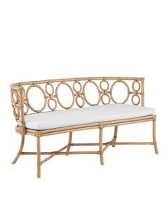 Tegal Rattan Bench, Muslin - Bench by Currey and Company