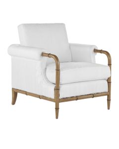 Merle Walnut Armchair, Muslin - Armchair by Currey and Company