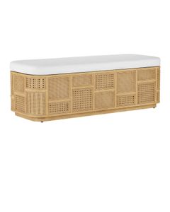 Anisa Sea Sand Storage Bench, Muslin - Bench by Currey and Company