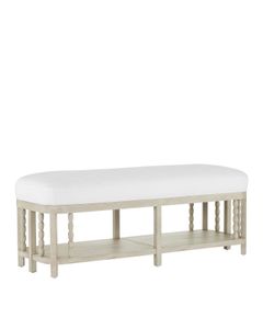 Norene Gray Bench, Muslin - Bench by Currey and Company