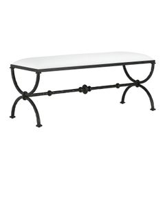 Agora Bronze Bench, Muslin - Bench by Currey and Company