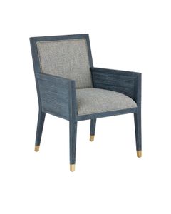 Santos Vintage Navy Armchair, Barrett Dusk - Armchair by Currey and Company