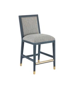 Santos Vintage Navy Counter Stool, Barrett Dusk - Stool by Currey and Company
