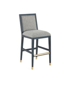 Santos Vintage Navy Bar Stool, Barrett Dusk - Stool by Currey and Company