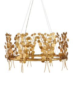 Golden Eucalyptus Round Chandelier - Ceiling lamp by Currey and Company