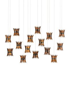 Alsop 15-Light Linear Multi-Drop Pendant - Ceiling lamp by Currey and Company
