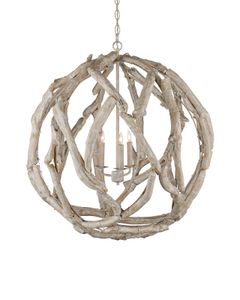 Driftwood Whitewash Orb Chandelier - Ceiling lamp by Currey and Company
