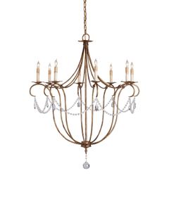 Crystal Lights Large Gold Chandelier - Ceiling lamp by Currey and Company
