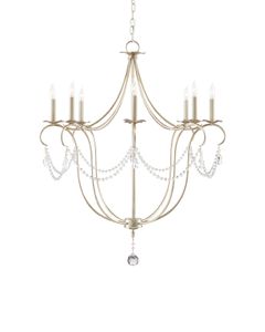 Crystal Lights Large Silver Chandelier - Ceiling lamp by Currey and Company