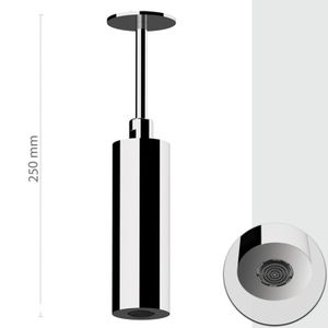 Shower head, diameter 5cm x 15cm, ceiling arm 10cm with plate, aerator with rain jet, mirror polished stainless steel. - Tap by Daniel Rubinetterie