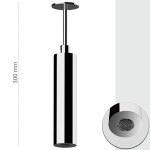 Shower head, diameter 5cm x 20cm, ceiling arm 10cm with plate, aerator with rain jet, mirror polished stainless steel. - Tap by Daniel Rubinetterie