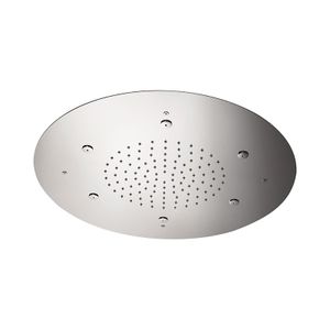 Ceiling stainless steel mirror polished shower head with antilimestone system Ø55 cm, with 2 functions: rain jet and nebulization (6 outlets). - Tap by Daniel Rubinetterie
