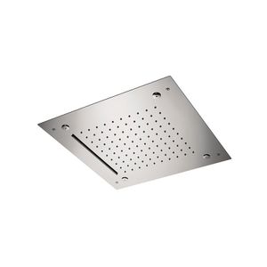 Ceiling stainless steel mirror polished shower head with antilimestone system, 43x43 cm, 3 functions: rain jet, nebulization (4 outlet) and  waterfall jet. - Tap by Daniel Rubinetterie