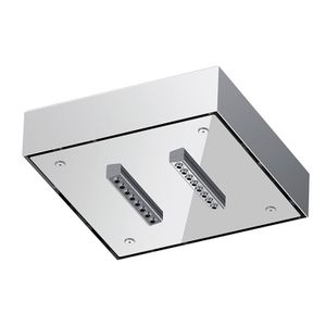 Square ceiling showerhead with multi-jet waterfall, 20x20cm, height 5cm, mirror polished stainless steel. - Tap by Daniel Rubinetterie