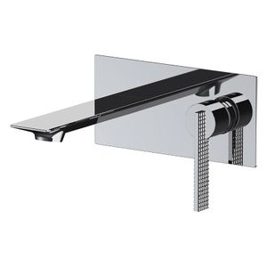 Built-in single-lever basin mixer, with horizontal brass plate, spout length 18,5 cm. - Tap by Daniel Rubinetterie