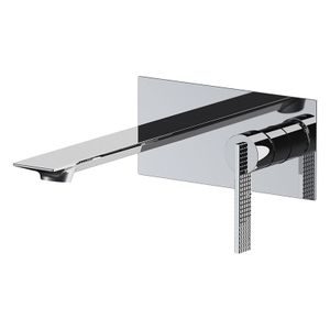 Built-in single-lever basin mixer, with horizontal brass plate, spout length 23 cm. - Tap by Daniel Rubinetterie