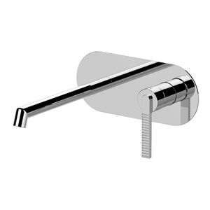 Built-in single-lever basin mixer, with horizontal brass plate, spout length 22 cm. - Tap by Daniel Rubinetterie